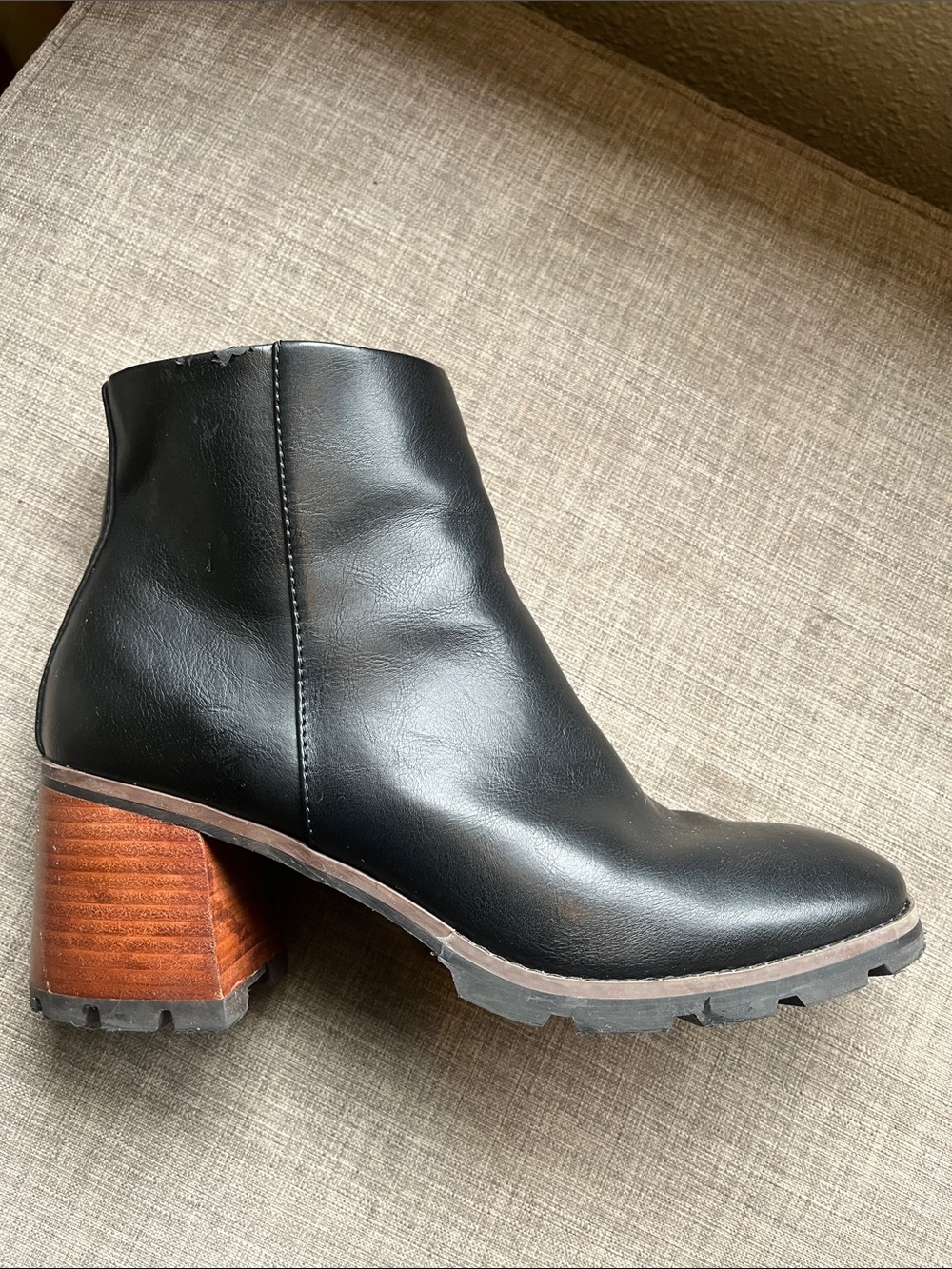 Korks Chandler Stacked Block Heel Boots Black 8.5 - Picture 3 of 12